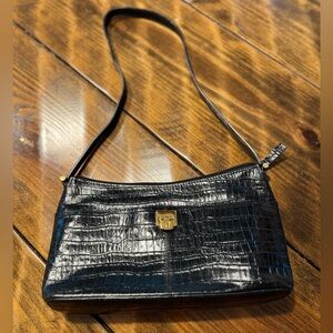 Etienne Aigner purse black leather with crcodile texture